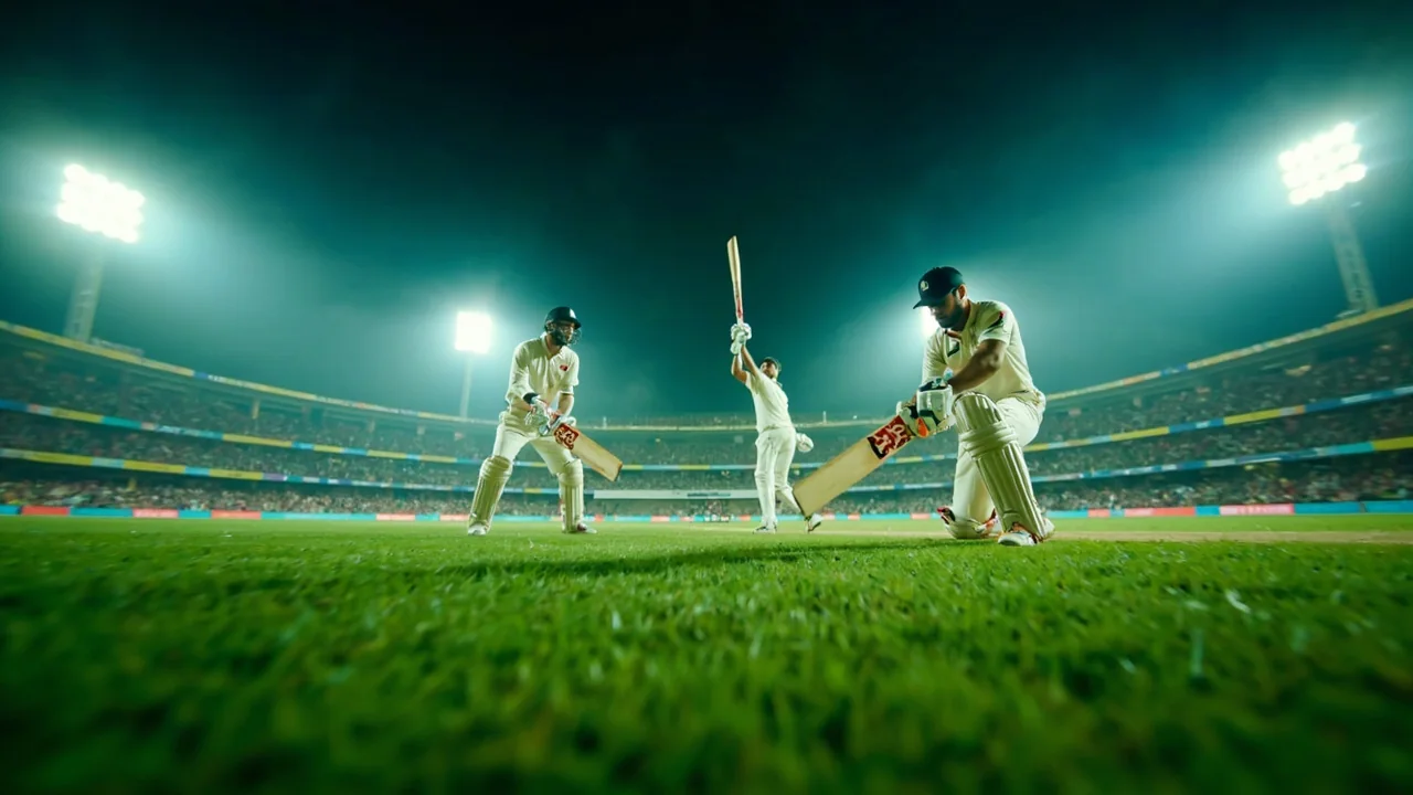 Wide evening view of a Sri Lankan cricket stadium with the outfield and stands lit for a Lanka Premier League fixture
