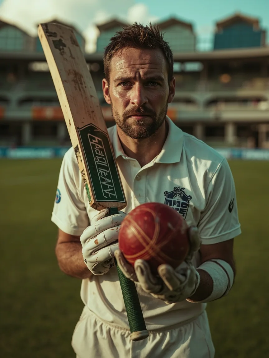 An all-rounder cricketer carrying bat and ball after a demanding net session