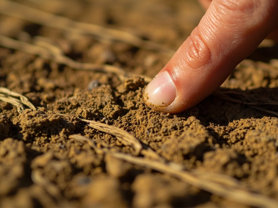 Close-up of soil and grass on a cricket pitch surface