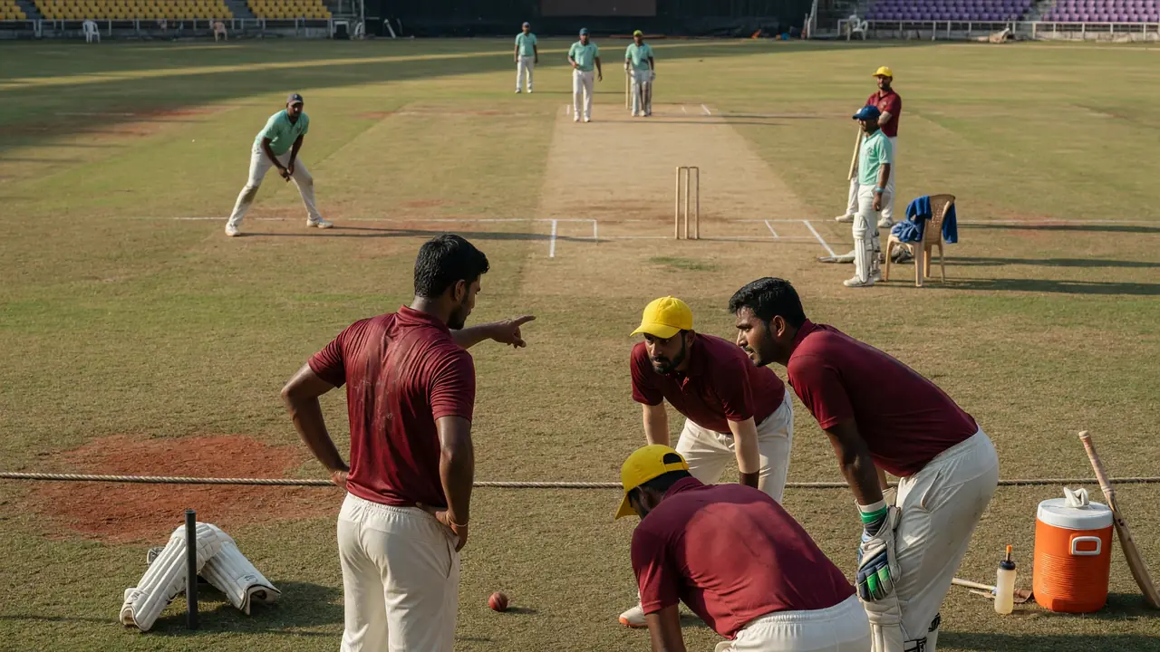 Fielders adjusting positions in the ring during a tactical T20 over